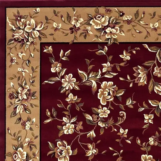 Red And Beige Floral Vines Area Rug Photo 7