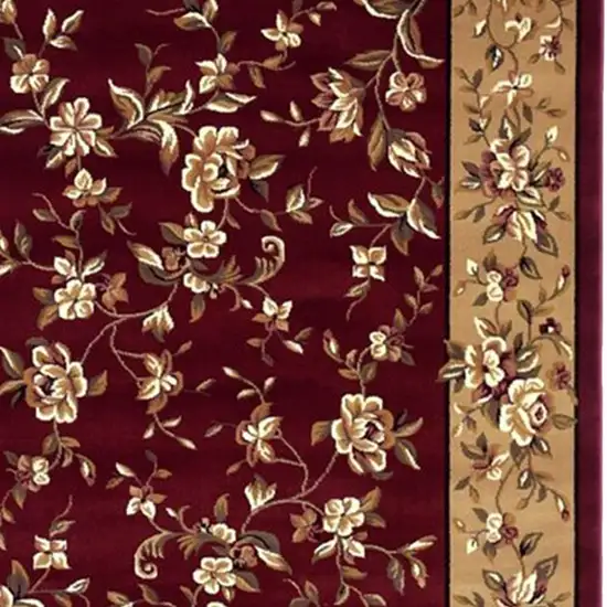Red And Beige Octagon Floral Vines Area Rug Photo 5