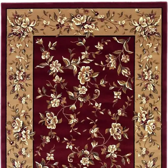 Red And Beige Octagon Floral Vines Area Rug Photo 6