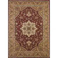 Photo of Red Beige Machine Woven Traditional Medallion Octagon Indoor Area Rug