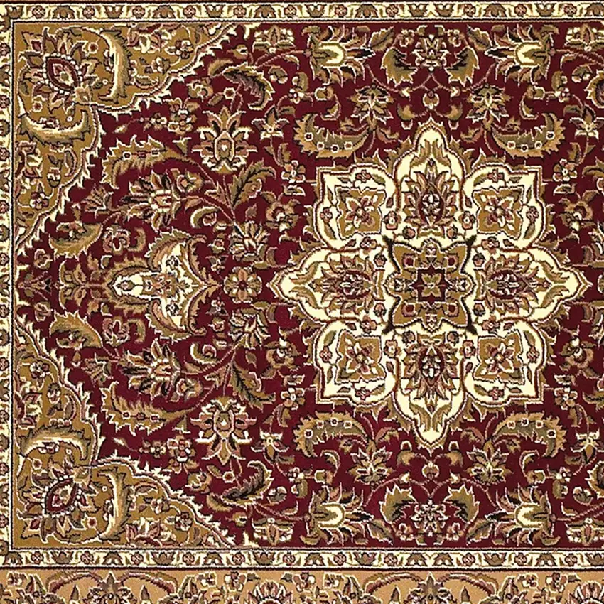 Red And Beige Octagon Medallion Area Rug Photo 4
