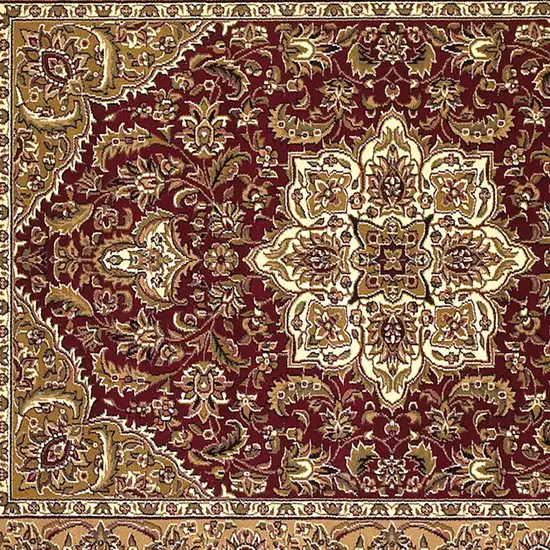 Red And Beige Octagon Medallion Area Rug Photo 4