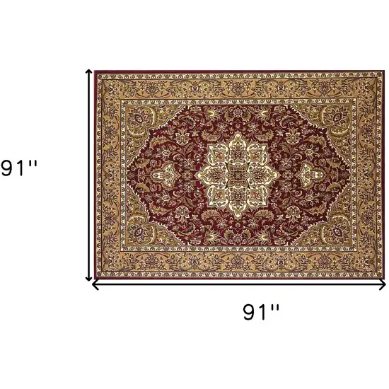 Red And Beige Octagon Medallion Area Rug Photo 8