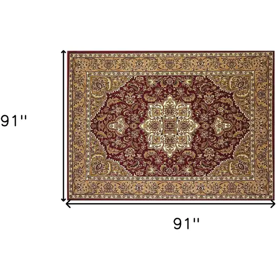 Red And Beige Octagon Medallion Area Rug Photo 8