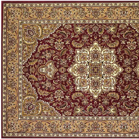 Red And Beige Octagon Medallion Area Rug Photo 5