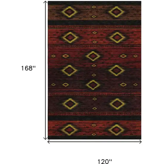 Red Black And Gold Tribal Washable Area Rug With UV Protection Photo 9