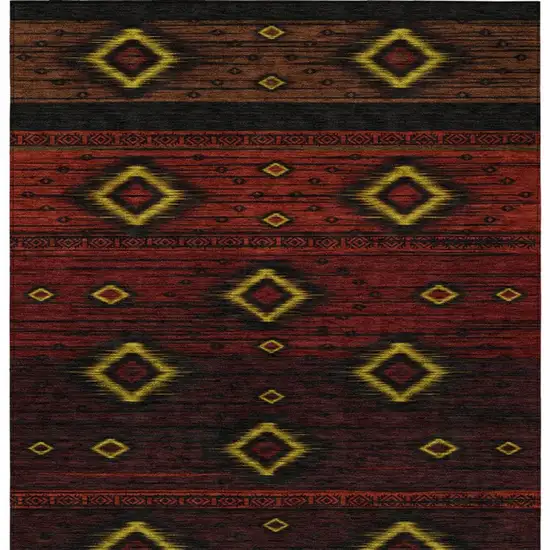 Red Black And Gold Tribal Washable Indoor Outdoor Area Rug Photo 4