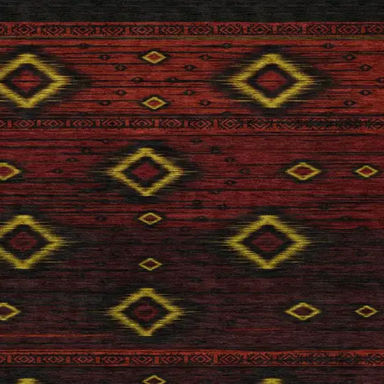 Red Black And Gold Tribal Washable Indoor Outdoor Area Rug Photo 3