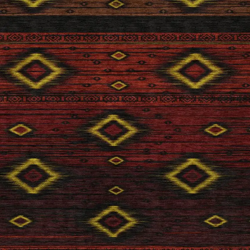 Red Black And Gold Tribal Washable Indoor Outdoor Area Rug Photo 3