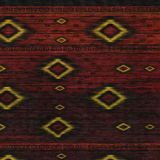 Red Black And Gold Tribal Washable Indoor Outdoor Area Rug Photo 3