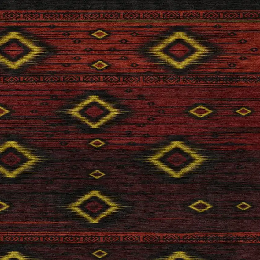 Red Black And Gold Tribal Washable Indoor Outdoor Area Rug Photo 3