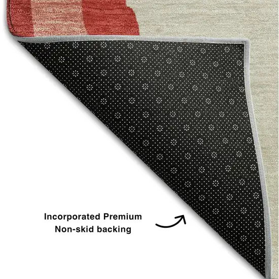 Red Black And Ivory Abstract Washable Area Rug With UV Protection Photo 5
