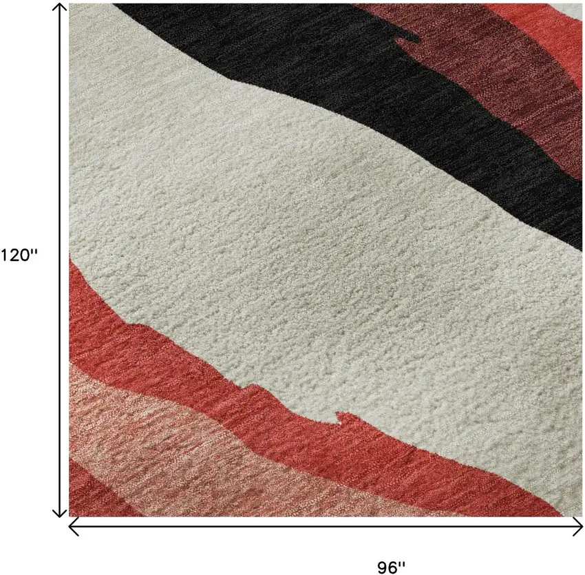 Red Black And Ivory Abstract Washable Area Rug With UV Protection Photo 9