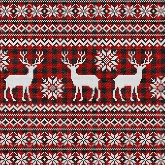 Red Black And Ivory Deer Washable Indoor Outdoor Area Rug Photo 3
