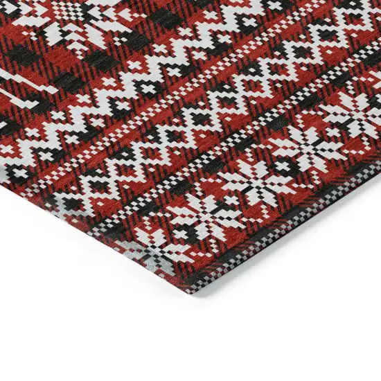 Red Black And Ivory Deer Washable Indoor Outdoor Area Rug Photo 9
