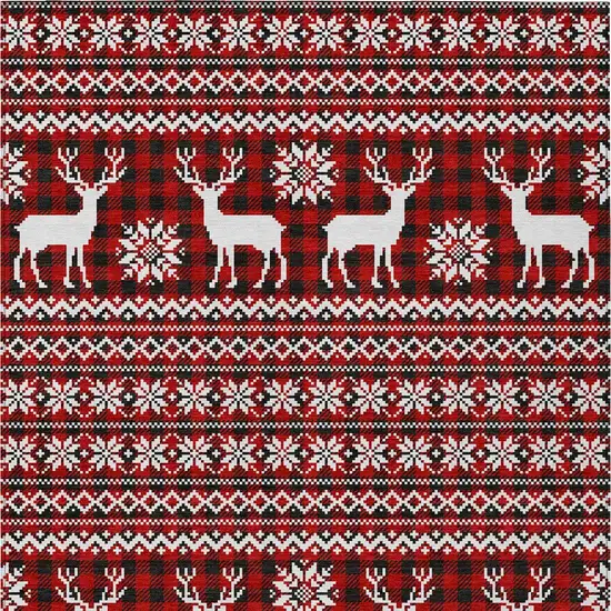 Red Black And Ivory Animal Print Washable Indoor Outdoor Area Rug Photo 9