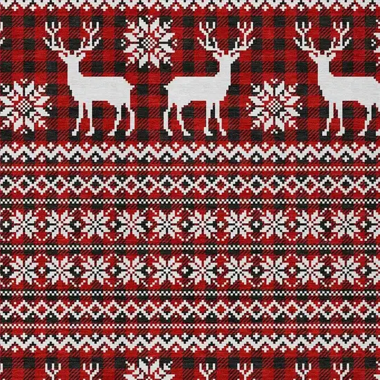 Red Black And Ivory Animal Print Washable Indoor Outdoor Area Rug Photo 4