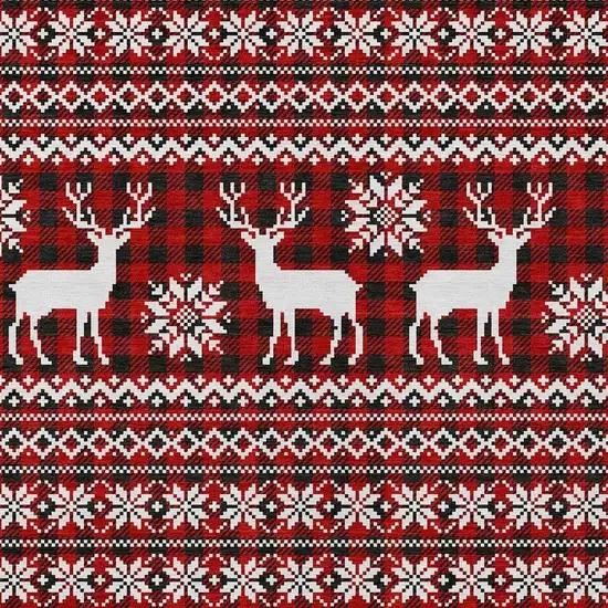 Red Black And Ivory Animal Print Washable Indoor Outdoor Area Rug Photo 3