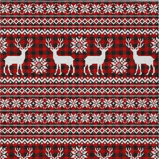 Red Black And Ivory Animal Print Washable Indoor Outdoor Area Rug Photo 4