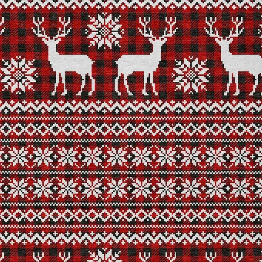 Red Black And Ivory Animal Print Washable Indoor Outdoor Area Rug Photo 3