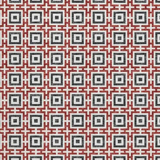 Red Black And Ivory Geometric Washable Area Rug With UV Protection Photo 4