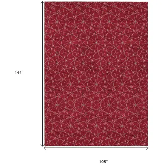Red Black And Ivory Geometric Washable Indoor Outdoor Area Rug Photo 3