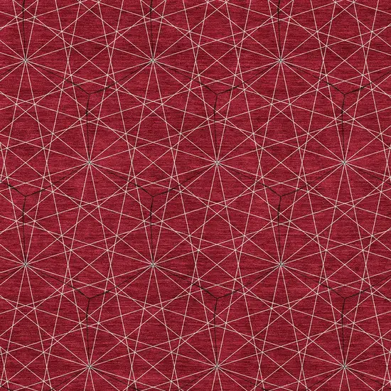 Red Black And Ivory Geometric Washable Indoor Outdoor Area Rug Photo 5