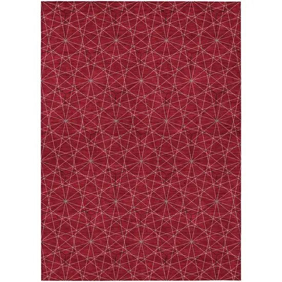 Red Black And Ivory Geometric Washable Indoor Outdoor Area Rug Photo 2