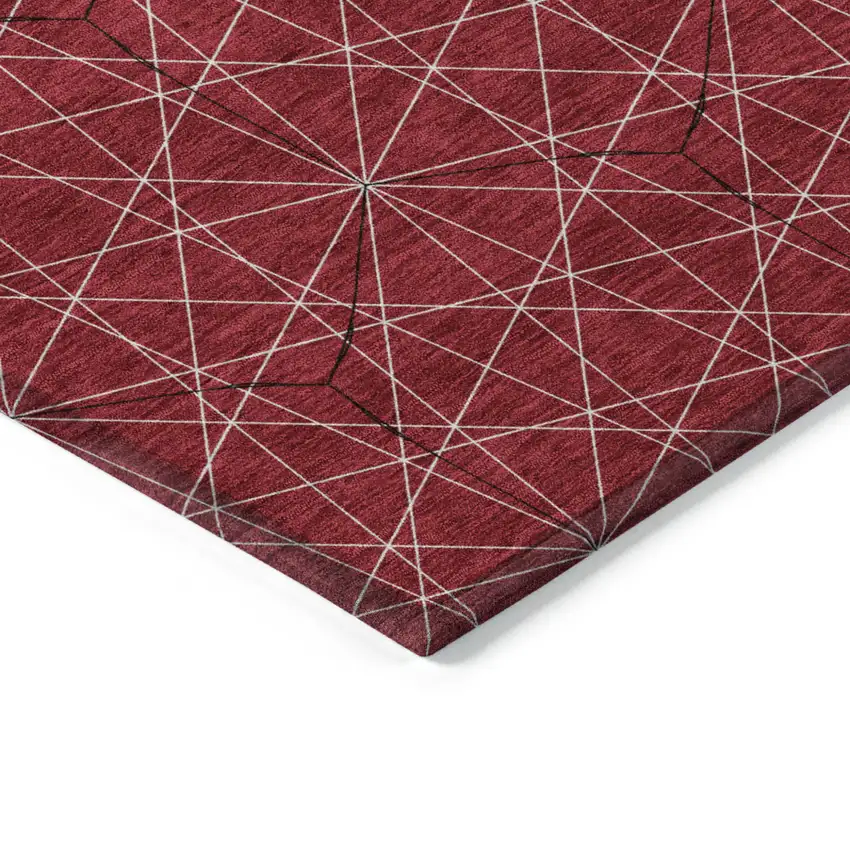 Red Black And Ivory Geometric Washable Indoor Outdoor Area Rug Photo 4