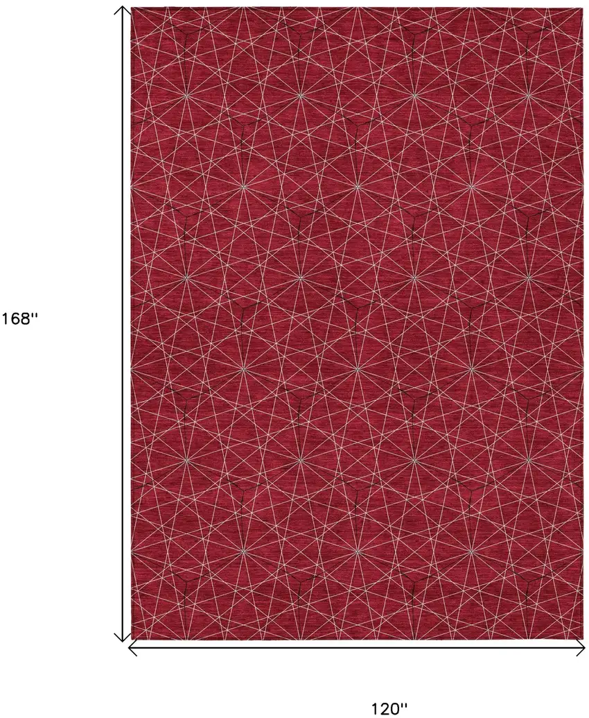 Red Black And Ivory Geometric Washable Indoor Outdoor Area Rug Photo 3