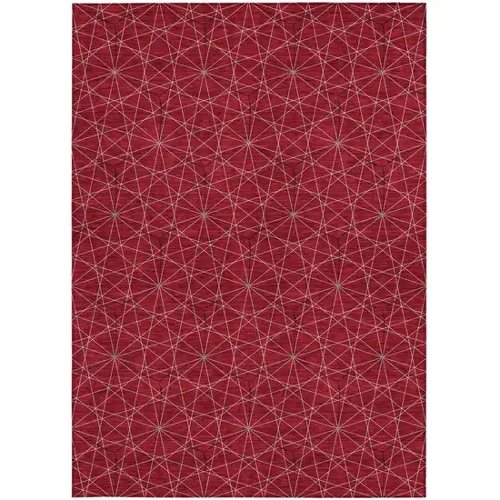 Red Black And Ivory Geometric Washable Indoor Outdoor Area Rug Photo 6