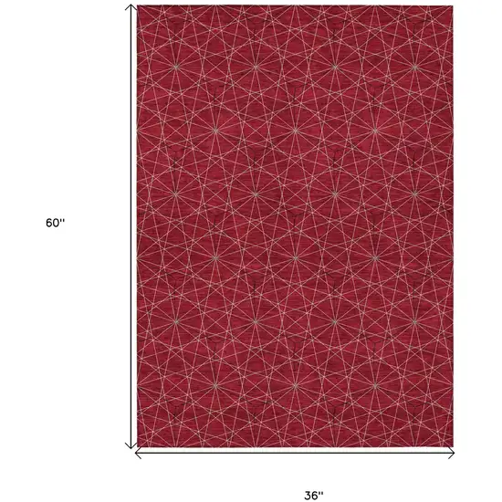 Red Black And Ivory Geometric Washable Indoor Outdoor Area Rug Photo 3