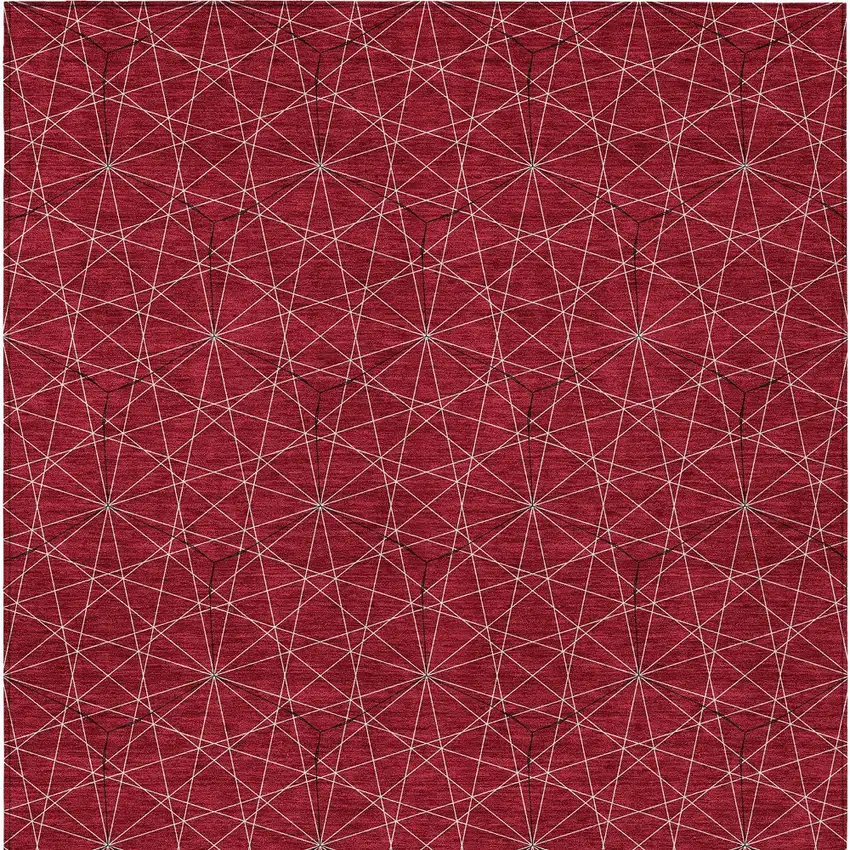 Red Black And Ivory Geometric Washable Indoor Outdoor Area Rug Photo 5