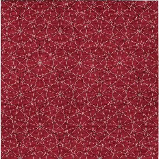 Red Black And Ivory Geometric Washable Indoor Outdoor Area Rug Photo 6