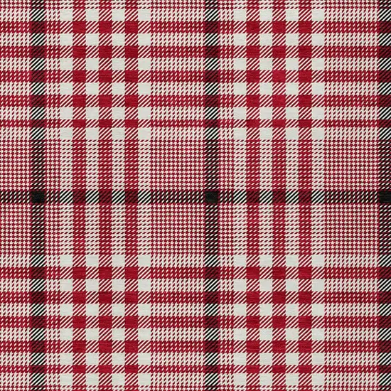 Red Black And Ivory Plaid Washable Indoor Outdoor Area Rug Photo 5