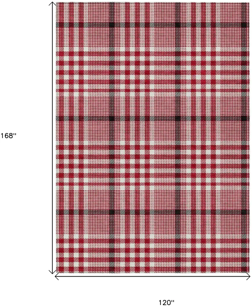 Red Black And Ivory Plaid Washable Indoor Outdoor Area Rug Photo 7