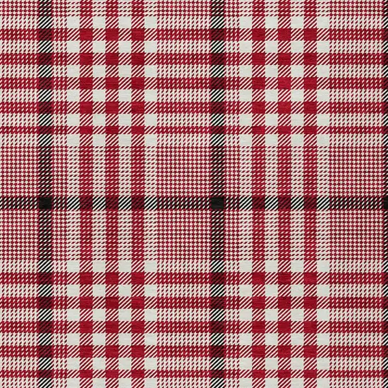 Red Black And Ivory Plaid Washable Indoor Outdoor Area Rug Photo 5