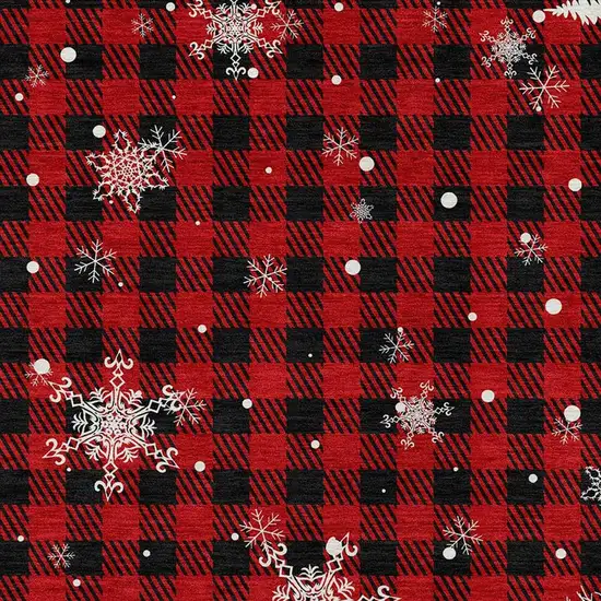 Red Black And Ivory Plaid Washable Indoor Outdoor Area Rug Photo 4