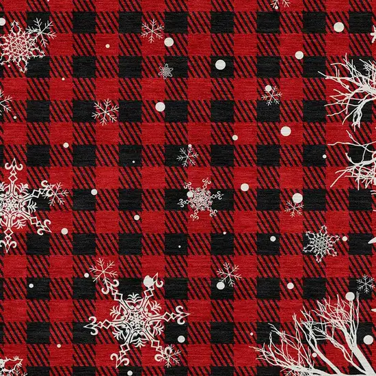 Red Black And Ivory Plaid Washable Indoor Outdoor Area Rug Photo 4