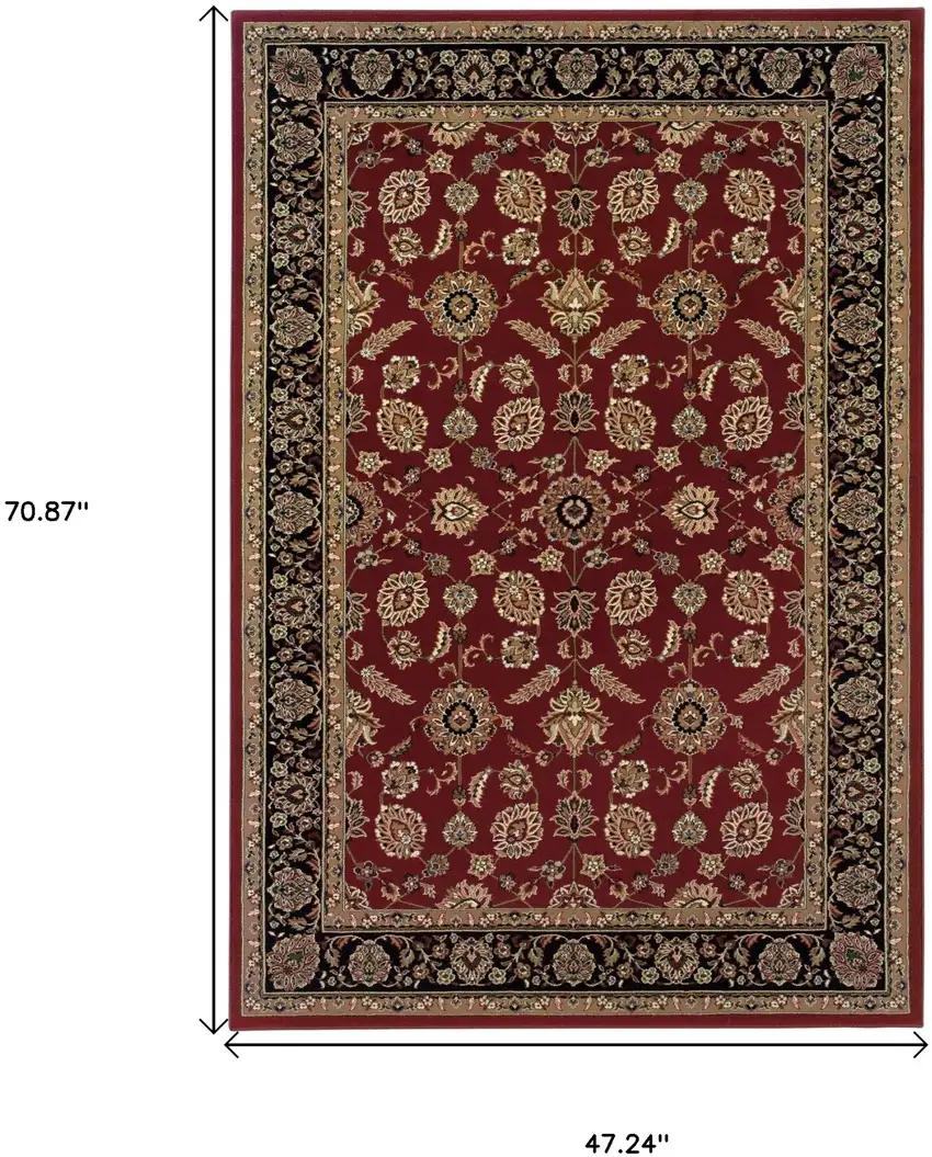 Red Black And Tan Oriental Area Rug Photo 3