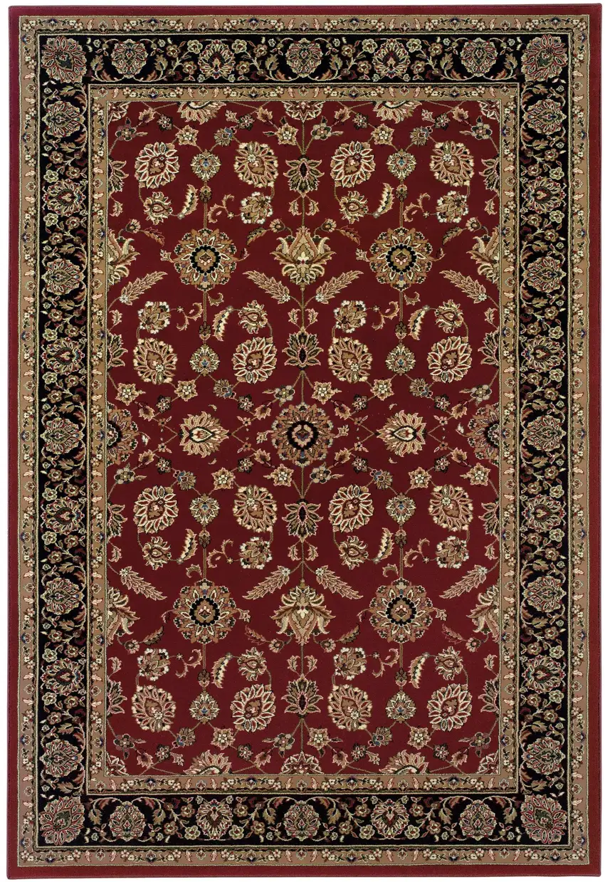 Red Black And Tan Oriental Area Rug Photo 2