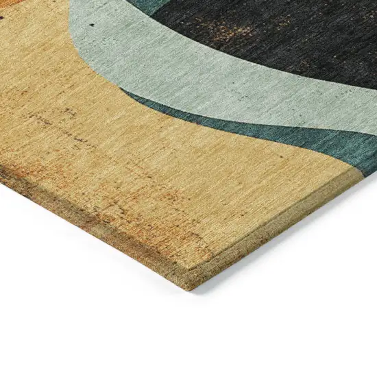 Red Black And Teal Blue Abstract Washable Indoor Outdoor Area Rug Photo 3