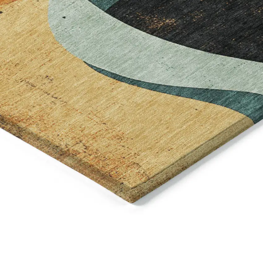 Red Black And Teal Blue Abstract Washable Indoor Outdoor Area Rug Photo 3