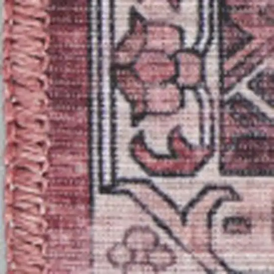 Red Black And White Floral Distressed Area Rug Photo 3