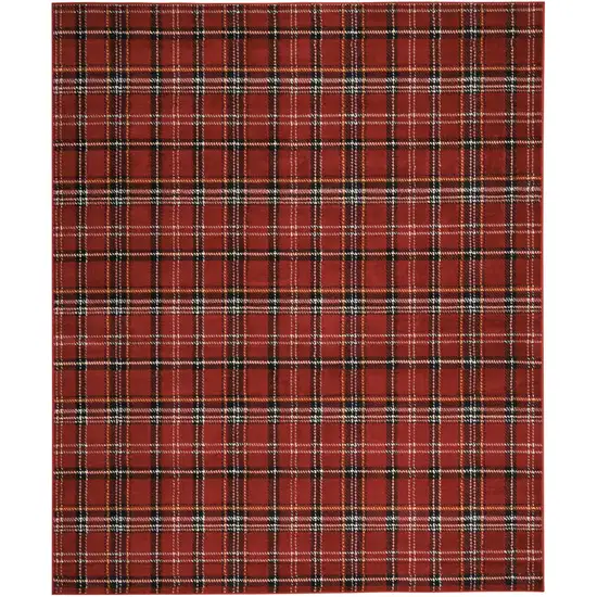Red Black And White Plaid Area Rug Photo 7