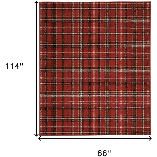 Red Black And White Plaid Area Rug Photo 3