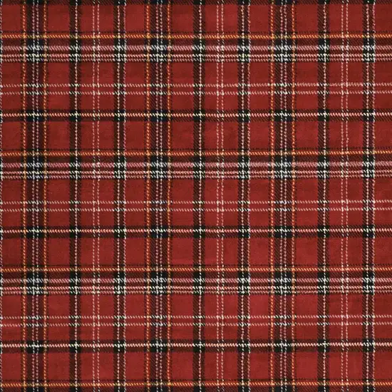 Red Black And White Plaid Area Rug Photo 9