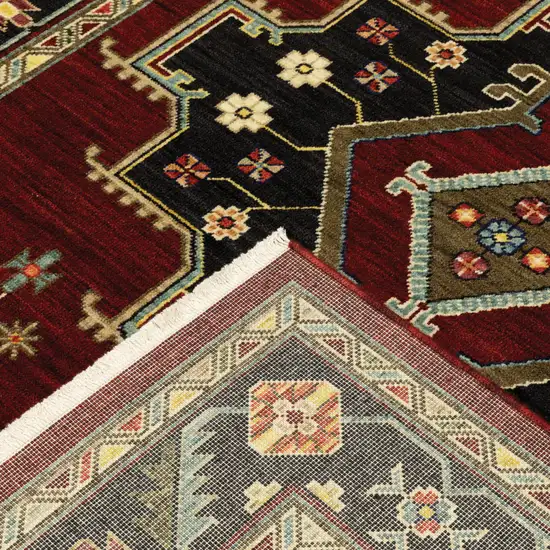 Red and Black Oriental Power Loom Area Rug Photo 9