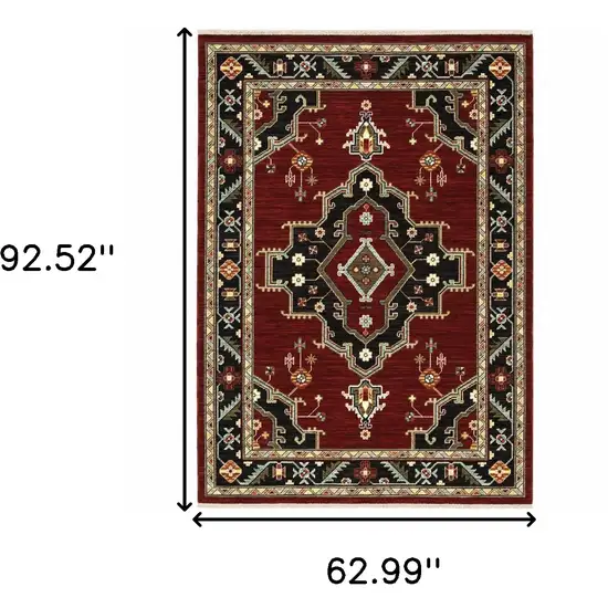 Red and Black Oriental Power Loom Area Rug Photo 3