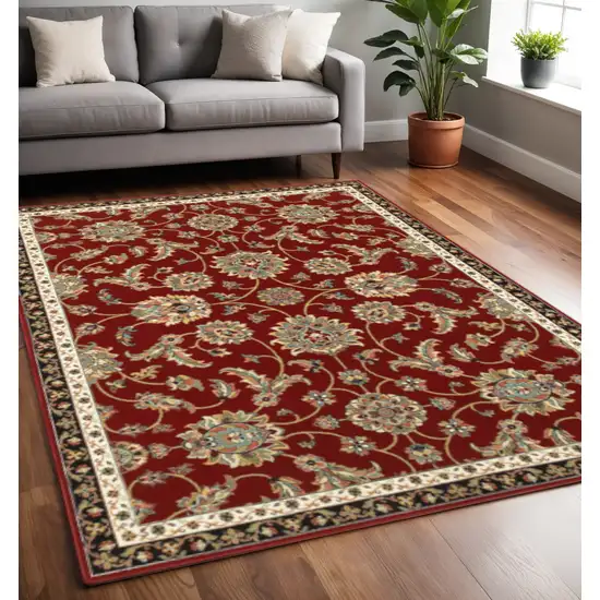 Red and Beige Oriental Power Loom Area Rug Photo 1